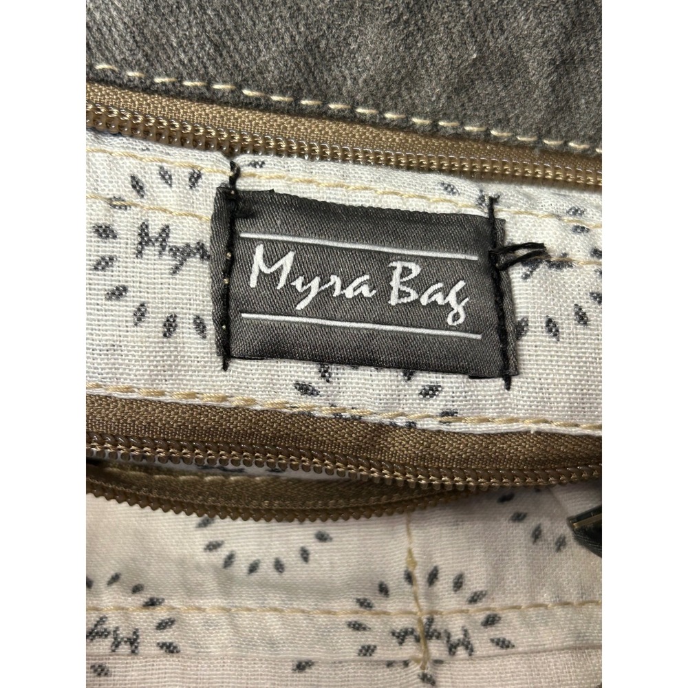 Myra Bag Floral Rug Tapestry Canvas Leather Crossbody Bag Pink Gray Boho S-1294 - Picture 7 of 11